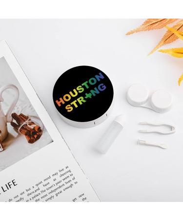 Houston Strong Round Case For Contact Lens Kit Storage Box with Mirror Printed - Buy Online on GoSupps.com