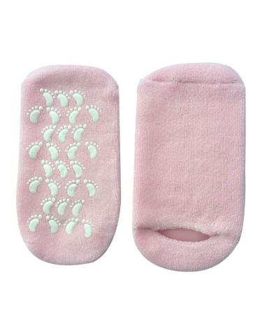 Spa socks 1 pair of reusable cotton gel socks Moisturizing Whitening-peeling peeling Smooth-hand foot care silicone socks Foot care tool moisturizing socks pink