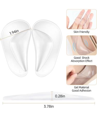 Buy FlyCoco Arch Support Inserts | Silicone Cushions for Flat Feet & Plantar Fasciitis Relief - 6 Pairs Clear | Perfect for High Heels & Flat Shoes - Buy Online on GoSupps.com