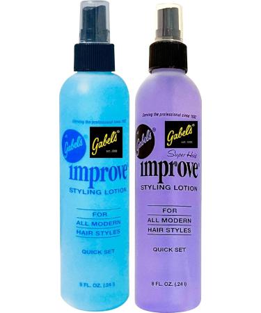 Improve Gabel s Styling Lotion Hair Spray Quick Set 8oz - Blue(1) Purple(1) Pack of 2. Authentic Gabel's Manufacturer Direct has Gabel's logo in black label. Blue 8oz Purple 8oz - Buy Online on GoSupps.com