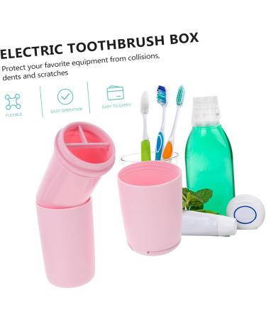 Portable Toothbrush Storage Box - Tovinanna Multi-Purpose Travel Cup & Case | Pink Toothbrush Holder 20.5x6cm - Ideal for On-the-Go Hygiene - Buy Online on GoSupps.com