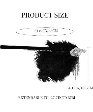 Zoestar Feather Headbands Crystal Tassel 1920s Headpiece Great Gatsby Accessories Flapper Headband Party Hair Jewelry for Women (Black) - Buy Online on GoSupps.com