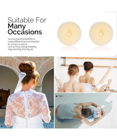 WACURRENTHYD Blonde Kid Hair Donut Bun Maker 2PCS - Small 2.5 Inch Beige Chignon Doughnut Shaper for Short and Thin Hair - Buy Online on GoSupps.com