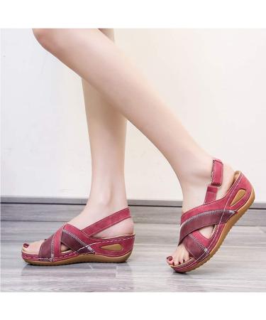 Shop Women's Wedge Sandals - Casual Open Toe Platform Ankle Strap Shoes | Premium Orthopedic Non-Slip Summer Footwear in ROOD 39 EU - Buy Online on GoSupps.com