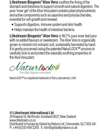 Lifestream 99.7% Pure Biogenic Aloe Vera Digestive Tonic Juice 500ml - Buy Online on GoSupps.com