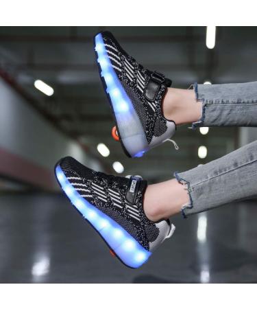 SDSPEED 7 Colors LED Rechargeable Kids Roller Skate Shoes | Black 1.5 Little Kid Size - Buy Online on GoSupps.com