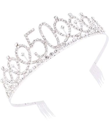 Lurrose 21st Birthday Crystal Crown Tiara - Rhinestone Headband with Hair Comb | Elegant Gold & Silver Decor for Weddings & Parties - Buy Online on GoSupps.com