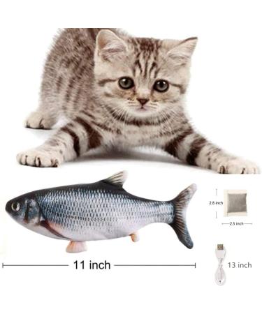 BangShou 2 Pieces Electric Moving Fish Cat Toy with Catnip - Interactive Realistic Flapping Wagging Fish for Kitten - Buy Online on GoSupps.com