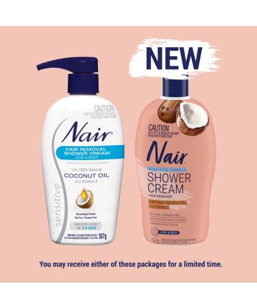 Nair Sensitive Hair Removal Shower Cream with Coconut Oil - 357g | Smooth Gentle Effective Hair Removal - Buy Internationally - Buy Online on GoSupps.com