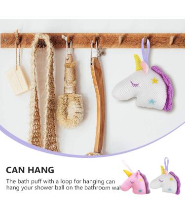 Heallily Unicorn Bath Sponge Pouf Exfoliating Loofah 2pcs for Women Girls - White Pink - Buy Online on GoSupps.com