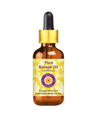Deve Herbes Pure Borage Oil (Borago officinalis) with Glass Dropper Natural Therapeutic Grade Cold Pressed 10ml (0.33 oz)