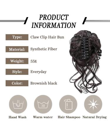 RPAEOY Curly Wavy Hair Tie with Clip | Synthetic Messy Bun Scrunchy for Women - Brownish Black - Buy Online on GoSupps.com