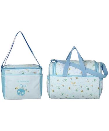 FakeFace Oxford Fabric Cartoon Baby Diaper Bag 4 Pack Stylish & Practical Mother Nappy Bag with Bottle Holder Blue - Buy Online on GoSupps.com