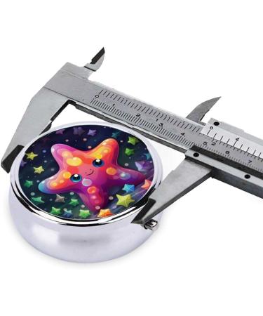 Cute Glitter Starfish Portable Pill Box | Mini 3-Compartment Metal Case for Travel | Hinged Design for Small Pills - Shop Now - Buy Online on GoSupps.com