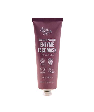 Lucy Bee Organic Hydrating Gel Face Mask Pineapple Enzyme 2 in 1 Exfoliating & Deep Cleansing. Unclog pores brighten & purify skin with green tea pink clay & squalane. Sensitive skin friendly 60ml
