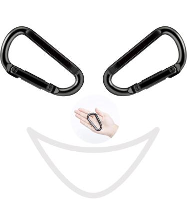 Caribeener Carabiner Clip 860lbs 3 Iron Heavy Duty D Shape Buckle - 2 PCS Black for Camping, Hiking, Dog Leash, Yoga Swing - Buy Online on GoSupps.com