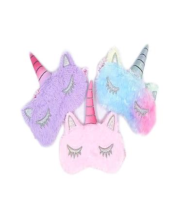 YF-ANEN 3 Pack Cute Unicorn Sleep Mask - Soft Plush Sleeping Blindfold for Girls Kids Plane Travel Nap Overnight Party