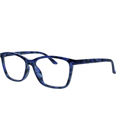Designer Blue Schildpatt Reading Glasses for Men & Women - Large Wrap Style with Feather Hinges +2.00 Diopter - Buy Online on GoSupps.com