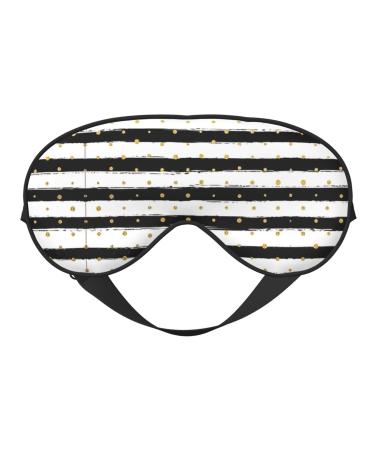 Ink and Gold Dot Stripes Sleep Mask-Adjustable Breathable Fashionable Eye Mask for A Comfortable Sleep Experience