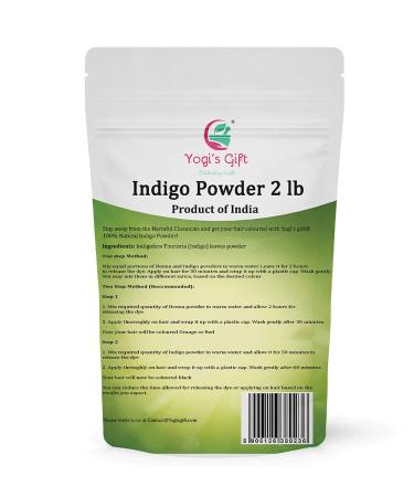 YOGIs GIFT Organic Indigo Powder 2 LB for Black & Dark Hair | Indigofera Tinctoria | Black Henna | Natural Hair color - Buy Online on GoSupps.com