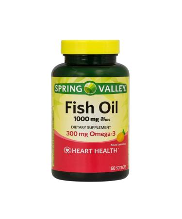 Omega 3 Fish Oil 1000mg 60 Softgels Omega-3 Supplements for Women and Men Fish Oil Fatty Acid Daily Essential Supplement (Pack of 1) 60 Count (Pack of 1)