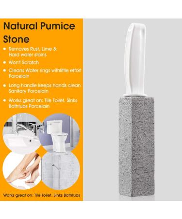 2 Pack Pumice Stone Toilet Cleaner Set - Remove Hard Water Stains & Rings with Ergonomic Short Handle - Ideal for Toilets, Pools, Bathrooms & Sinks - Buy Online on GoSupps.com