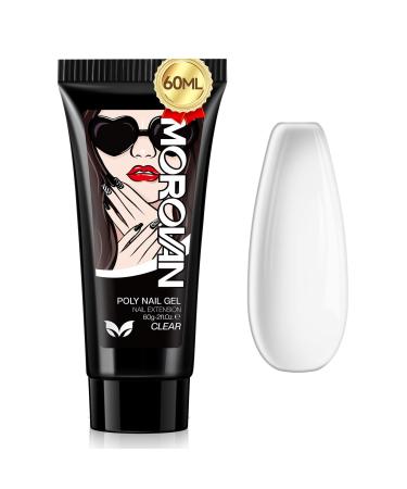 Morovan Poly Gel Nail Large Capacity: 60ml Clear Gel Nail Builder Gel Nail Gel Trendy Nail Art Design Nail Extension Gel Salon Nail Easy DIY Salon Nail at Home for Nail Art Beginner & Professional