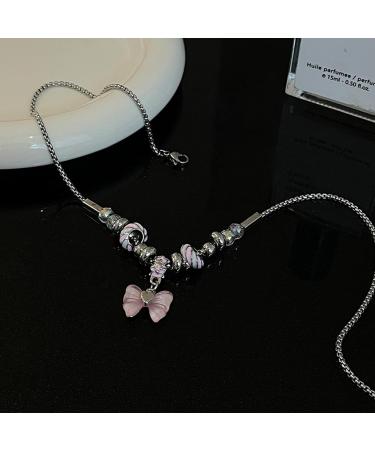 Oralgo Chic Pearl Necklace - Fashionable Bow Charm Neck Chain | Perfect Anniversary & Birthday Gifts for Girls Women & Teenagers | Resin & Alloy Jewelry - Buy Online on GoSupps.com