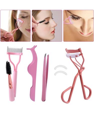 Eyelash Curler Set with Comb & Tweezers - Professional Lash Tools with 2 Refill Pads (Pink) for Volumizing Lift | Worldwide Shipping - Buy Online on GoSupps.com