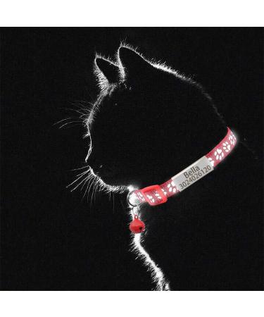 Senristar Personalized 2-Pack Reflective Breakaway Cat Collars - Custom Name Shield & Bell Anti-Loss Design for Cats - Adjustable 20-28 cm Red - Buy Online on GoSupps.com