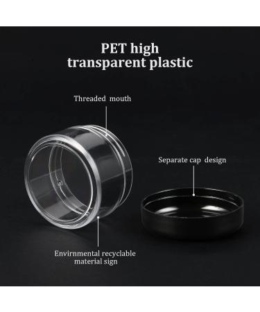 Plastic Cosmetic Jar 12 * 50ml Transparent & Visible Sample Container Jar Black Screw Cap Bottle with Sticker & Small Spoon Suitable for Cosmetic/cream/gel/paste/beads/mineral Items Etc. 12pcs Black 50ml - Buy Online on GoSupps.com