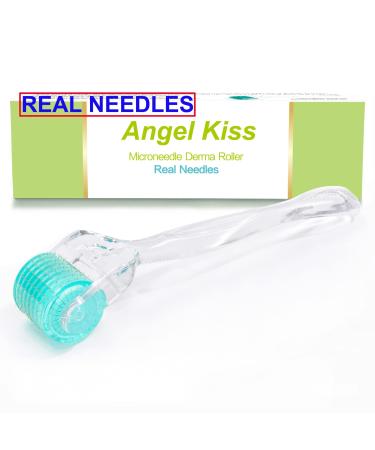 Angel Kiss 192 Derma Roller REAL NEEDLES Microneedling 0.25 mm Titanium Micro Needling - Cosmetic Microneedle Dermaroller for Face Hair Body Beard w/Storage Case 0.25mm Titanium