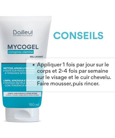 Bailleul | Mycogel | Wash Gel for Skin Fungus | Cleanses Soothes and Protects | Sensitive Mycotic Skin and Genital Mucosa | - Buy Online on GoSupps.com