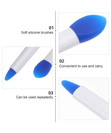 20 Pcs Silicone Lip Brush Set - Double-Sided Lipstick Applicator & Facial Mud Brush for Smooth Fuller Lips - White & Blue - Buy Online on GoSupps.com