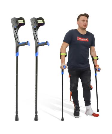 BigAlex Forearm Crutches for Adults (1 Pair) Lightweight Adjustable Arm Crutch with Soft Handle Non-Slip Base and Anti-Dorp Cuff(Blue)