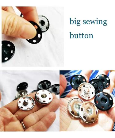 JOSDIOX Large Snap Fastener Buttons 12 Sets - Silver/Black - for Sewing Clothing - 25mm Size - Buy Online on GoSupps.com