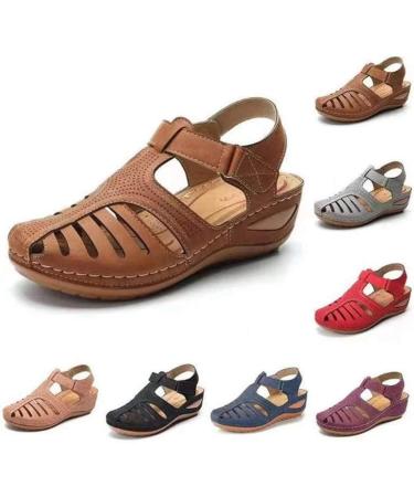 Stylish Women's Closed Toe Sandals | Comfortable Sporty Outdoor Wedge | Soft Leather Summer Gladiators | Perfect for Travel Beach Hiking & Leisure - Buy Online on GoSupps.com