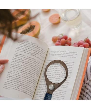 20 x & 10 x Handheld Magnifier Glass with Protective Sleeve Small Reading Magnifying Glass with Non Slip Handle Portable Hand Held for Seniors Students Exploring (65mm Blue & Brown) - Buy Online on GoSupps.com