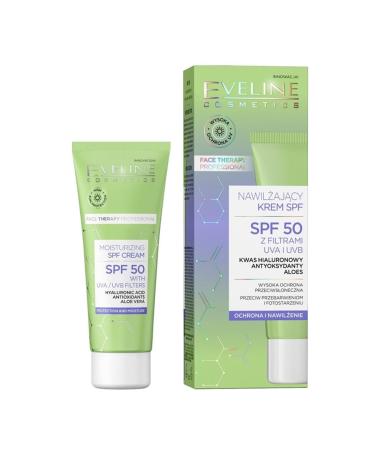 EVELINE COSMETICS Daily Moisturiser with SPF 50 Face Cream with UVA/UVB Protection Hydrating & Nourishing Formula for Dry and Sensitive Skin 30ml