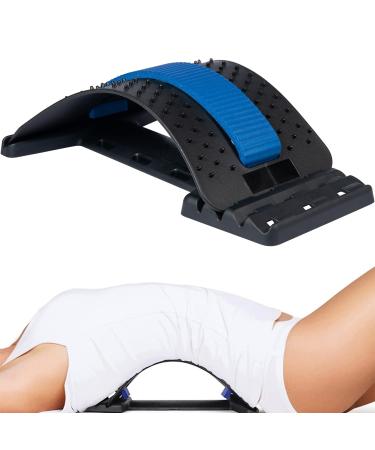 Back Massager Stretcher Waist Lumbar Massager Fitness Lumbar Support Back Stretcher Relaxation Massage Spine Pain Relief Tool (Blue)