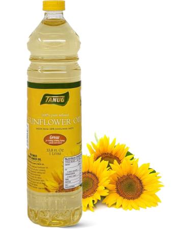 Tanug Sunflower Oil 1L (Pack of 5) | 100% Pure Refined Sunflower Oil Great for Cooking Baking Frying Salads & Sauces - Buy Online on GoSupps.com
