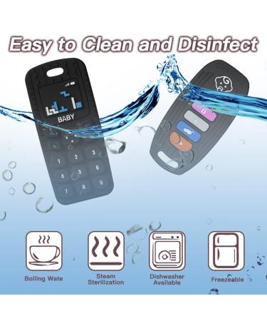 Baby Teething Toys 2 Pack Silicone Chew Teether for Newborns - Cell Phone and Car Key Design - Buy Online on GoSupps.com