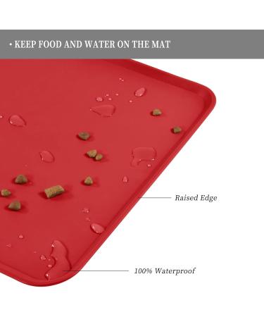 Reopet Waterproof Silicone Pet Feed Mat - Elevated Edges for Dogs & Cats | 60x40 cm Red - International Shipping Available - Buy Online on GoSupps.com
