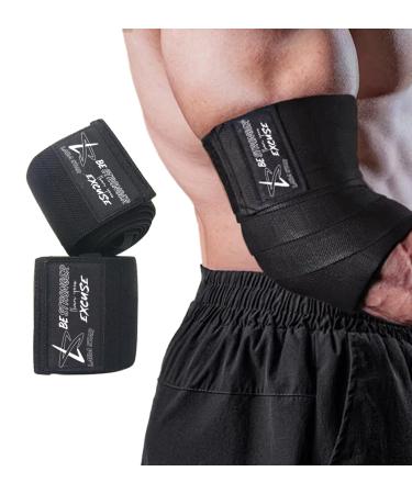 Elbow Wraps for Weightlifting Bench Press Cross Training & Powerlifting for Men and Women - 47" Nylon (1 Pair) Elbow Straps - Increases Stability of Joints and Supports Injury Recovery Black
