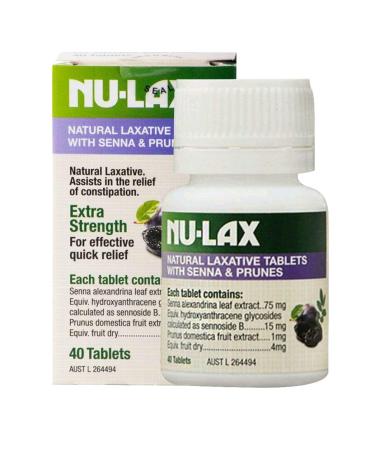 Nulax Natural Laxative Tablets with Senna and Prunes 40 Tablets