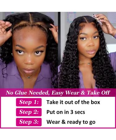 Hermosa HD Transparent Glueless Human Hair Wig 22 Inch - 180 Density Deep Wave Lace Front Wig for Black Women - Buy Online on GoSupps.com