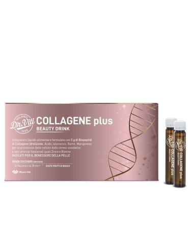 Marco Viti Farmaceutici Dr Viti Milano 1933 Collagen Beauty Drink Plus supplements with collagen and hyaluronic acid for hydration and recovery of the skin 10 bottles of 25 ml