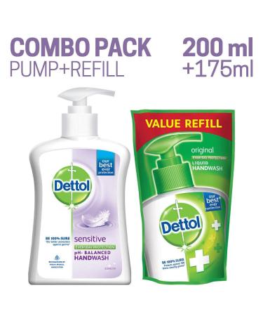 Buy Dettol Liquid Sensitive Handwash 200ml + Free Dettol Original Hand Wash Pouch 175ml - International Shipping Available - Buy Online on GoSupps.com