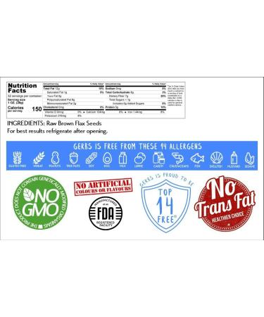 GERBS Raw Brown Flax Seeds 2 LBS - Non-GMO, Keto & Paleo, High Omega-3 & Fiber - Gluten & Peanut Free - Freshly Harvested & Packaged - Buy Online on GoSupps.com