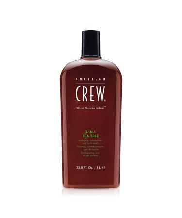Shampoo, Conditioner & Body Wash for Men by American Crew, 3-in-1, Tea Tree Scent, 33.8 Fl Oz 33.8 Fl Oz (Pack of 1)